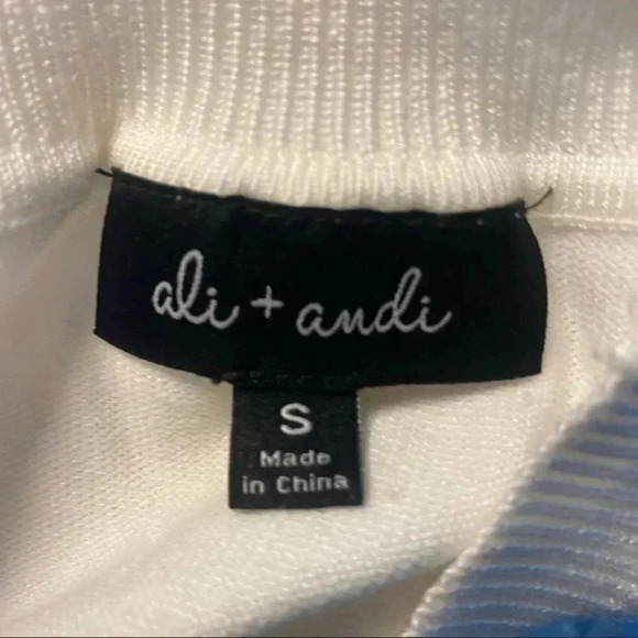 Ali & Andi S white lightweight sweater with sheer dotted puffy long‎ sleeve… - Picture 5 of 6